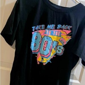 Theory Black Tee with Neon 80s Graphic